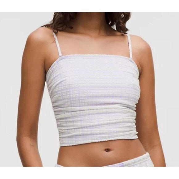 NWT Lululemon Seersucker Check Strappy Lavender Tank & 3" Pull-On Short Set M/L - Picture 3 of 16
